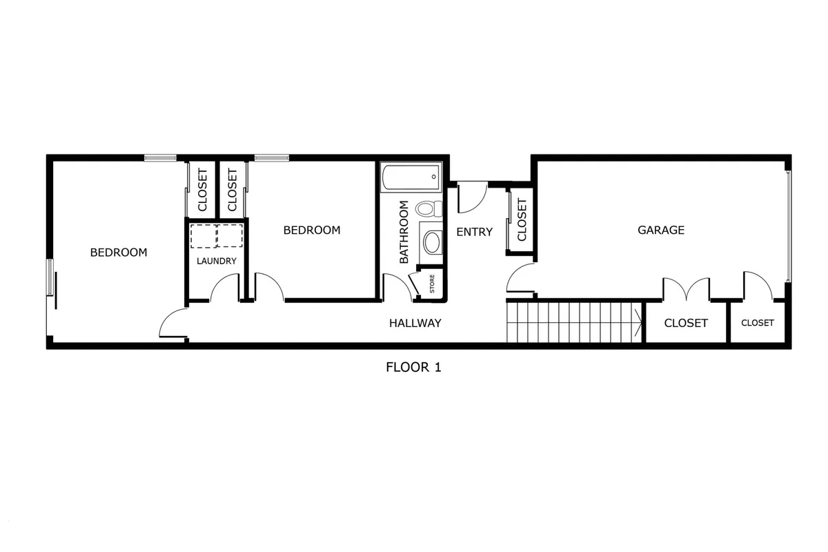 A multi-purpose view showing key areas of the home: cozy bedrooms, a bathroom, a welcoming entryway, and a glimpse into the garage. The overall mood is warm, practical, and homey, hinting at the flow between work, rest, and storage spaces.
